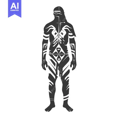 Silhouette of a Tribal Warrior with Geometric Body Art