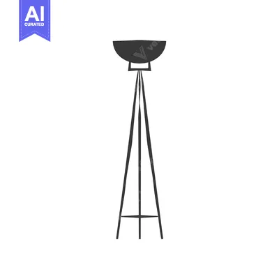 Aset desain premium: Silhouette of a Tripod Floor Lamp with a Bowl Shade