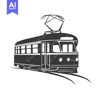 Popular premium asset: Silhouette of a Vintage Electric Trolley Car