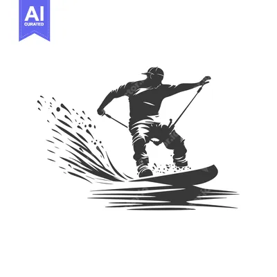 Silhouette of a Wakeboarder Executing a Trick