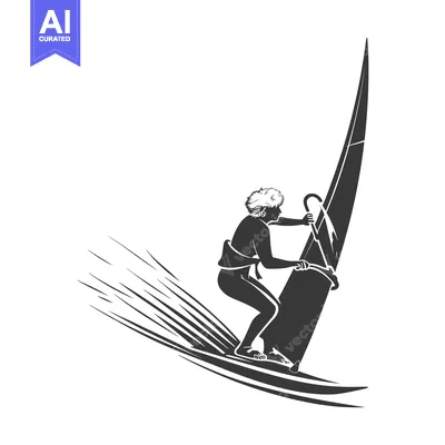 Popular premium asset: Silhouette of a Windsurfer Riding a Wave