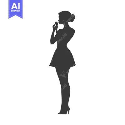 Silhouette of a Woman Applying Lipstick