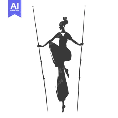 Aset premium populer: Silhouette of a Woman Balancing on Two Sticks
