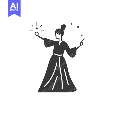 Silhouette of a Woman Casting a Spell with a Wand