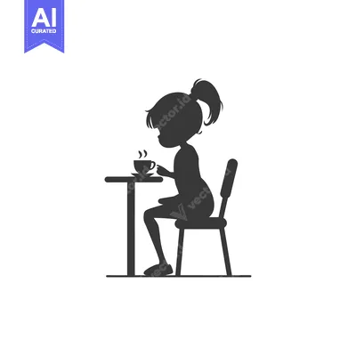 Aset premium populer: Silhouette of a Woman Drinking Tea or Coffee at a Table