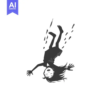 Silhouette of a Woman Falling Backwards with Her Hair Flowing