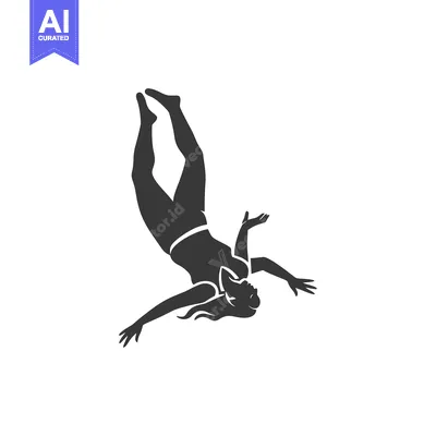 Aset desain premium: Silhouette of a Woman Falling Headfirst