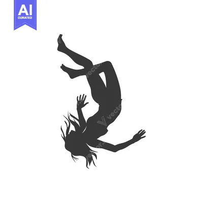 Aset desain premium: Silhouette of a Woman Falling Headfirst