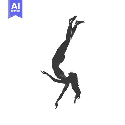 Premium design asset: Silhouette of a woman falling headfirst with arms outstretched