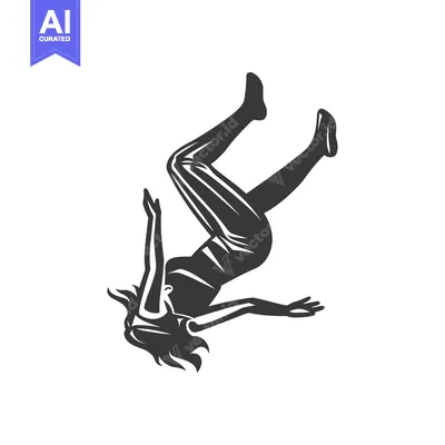 Silhouette of a Woman Falling Headfirst with Arms Outstretched