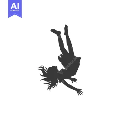 Silhouette of a Woman Falling Head Over Heels