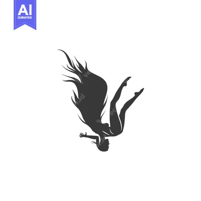 Popular premium asset: Silhouette of a woman falling with flowing hair