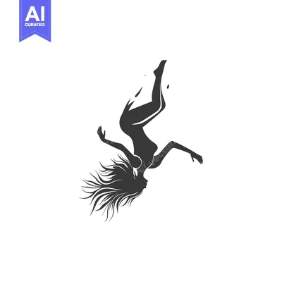 Silhouette of a woman falling with her hair flowing