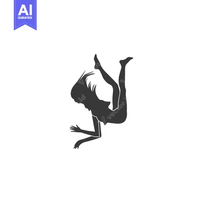 Silhouette of a woman falling with outstretched arms and legs