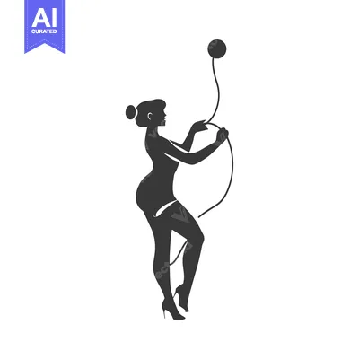Aset desain premium: Silhouette of a Woman Holding a Ball on a String