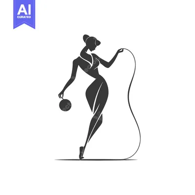 Aset premium populer: Silhouette of a Woman Holding a Circular Object and a Curved Line