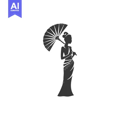Silhouette of a Woman Holding a Folding Fan