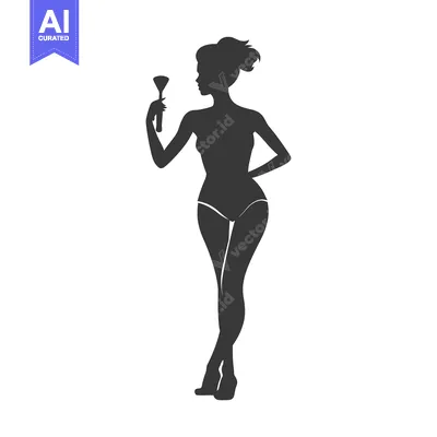 Aset desain premium: Silhouette of a Woman Holding a Makeup Brush