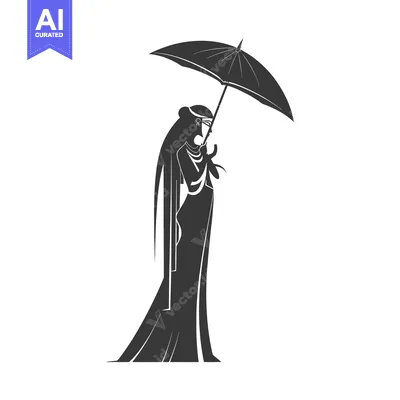 Popular premium asset: Silhouette of a Woman Holding an Umbrella