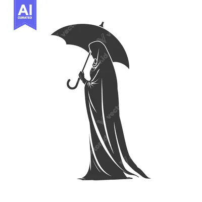 Aset premium populer: Silhouette of a Woman Holding an Umbrella