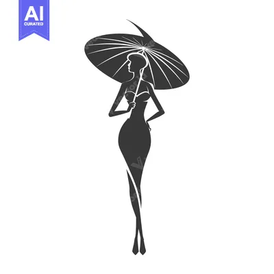 Aset premium populer: Silhouette of a Woman Holding an Umbrella