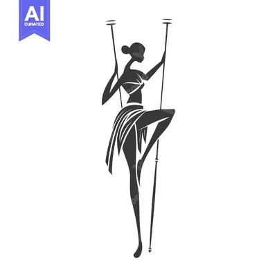 Premium design asset: Silhouette of a woman holding two staffs