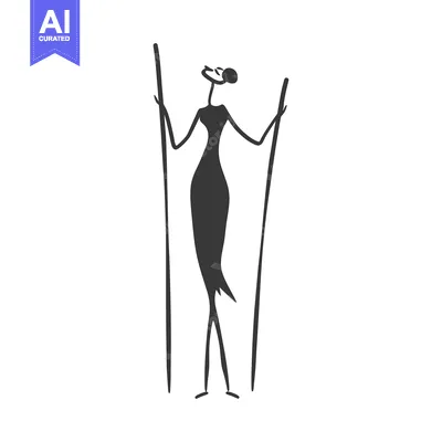 Silhouette of a Woman Holding Two Sticks