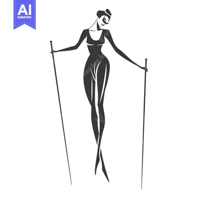 Silhouette of a woman in a bodysuit balancing on two poles