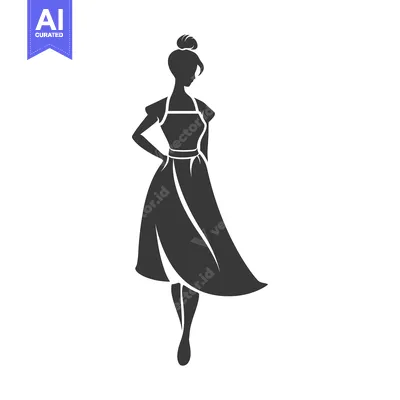 Silhouette of a Woman in a Dress and Apron