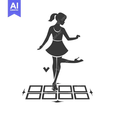 Silhouette of a woman in a dress dancing on a tile floor