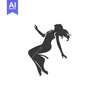 Premium design asset: Silhouette of a Woman in a Dress Falling Backwards