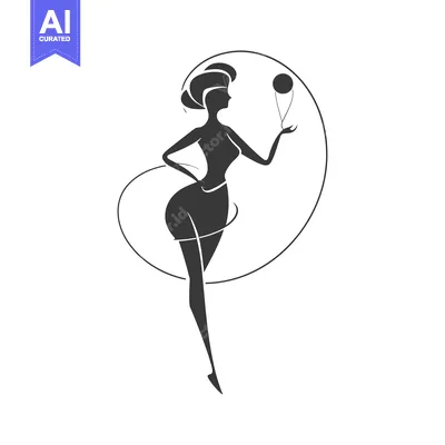 Aset premium populer: Silhouette of a Woman in a Dress Holding a Ball
