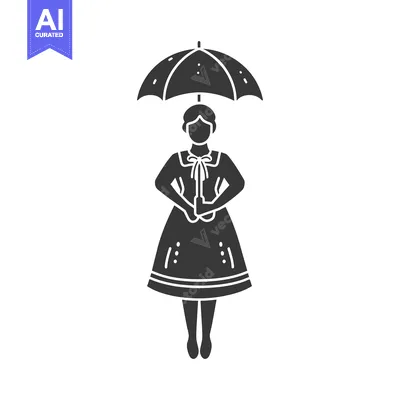 Aset premium populer: Silhouette of a Woman in a Dress Holding an Umbrella