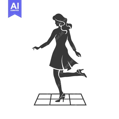 Aset premium populer: Silhouette of a woman in a dress walking on a tiled floor
