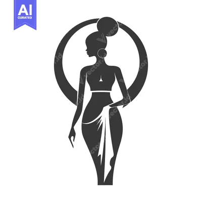 Popular premium asset: Silhouette of a woman in a dress with a circle behind her