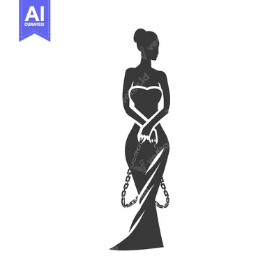 Aset premium populer: Silhouette of a Woman in a Dress with Chains