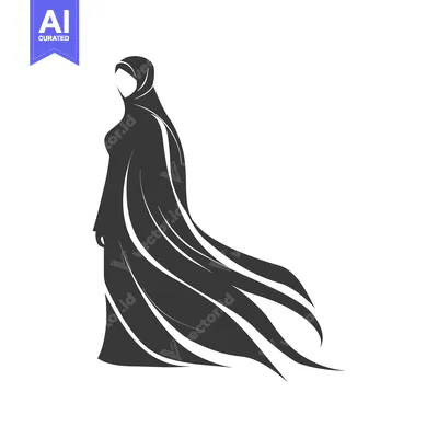 Premium design asset: Silhouette of a Woman in a Flowing Abaya