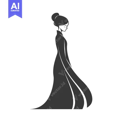 Aset premium populer: Silhouette of a Woman in a Flowing Dress