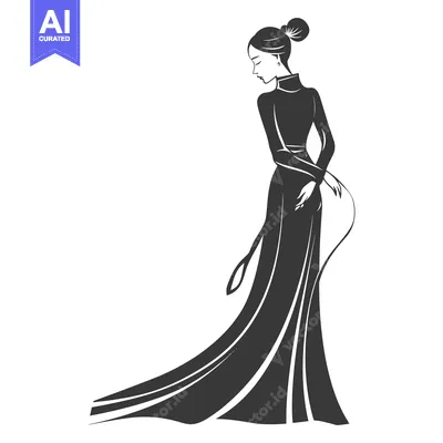 Aset premium populer: Silhouette of a Woman in a Flowing Dress