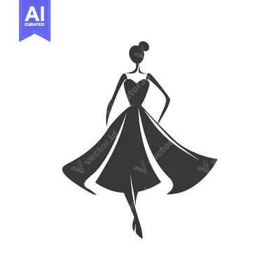 Aset desain premium: Silhouette of a Woman in a Flowing Dress