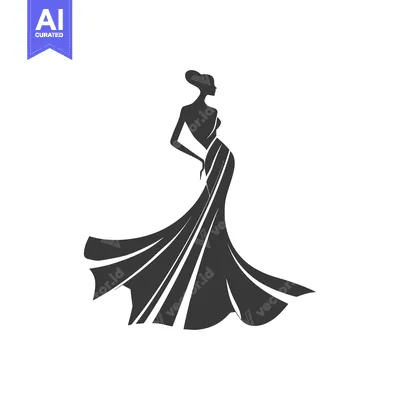 Silhouette of a Woman in a Flowing Dress