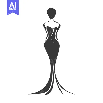Aset desain premium: Silhouette of a Woman in a Flowing Gown
