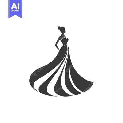 Aset desain premium: Silhouette of a Woman in a Flowing Wedding Dress