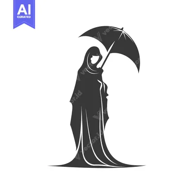 Aset premium populer: Silhouette of a Woman in a Hijab Holding an Umbrella