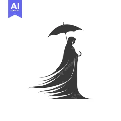 Silhouette of a Woman in a Hijab Holding an Umbrella