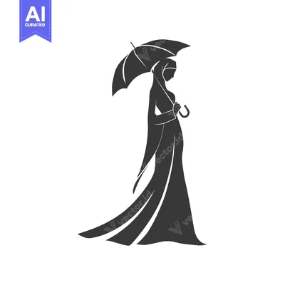 Aset premium populer: Silhouette of a Woman in a Hijab Holding an Umbrella