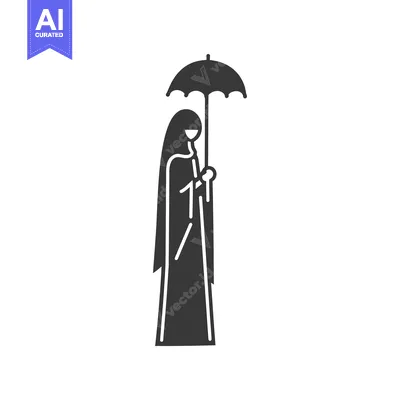 Silhouette of a Woman in a Hijab Holding an Umbrella