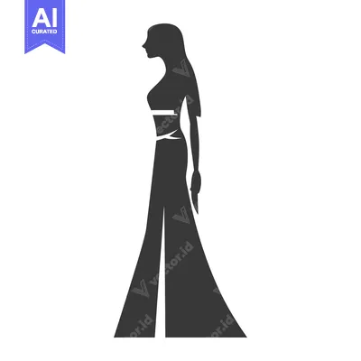 Aset premium populer: Silhouette of a Woman in a Long Dress