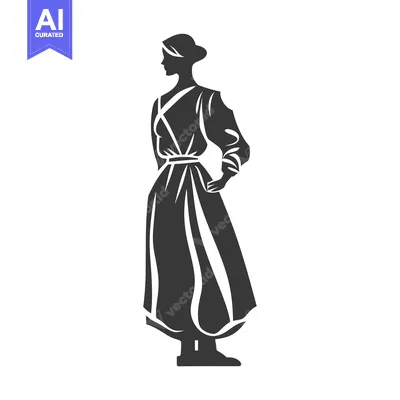 Silhouette of a Woman in a Long Dress