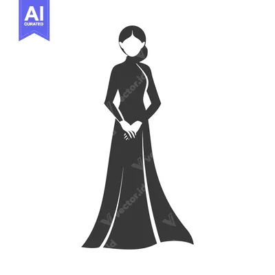 Aset premium populer: Silhouette of a Woman in a Long Dress